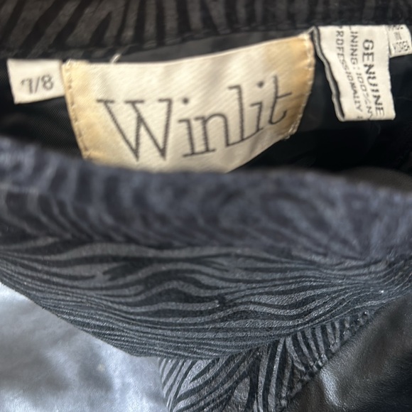 True Vintage Leather Skirt with v zebra print trim! Size 7-8 - Picture 6 of 6